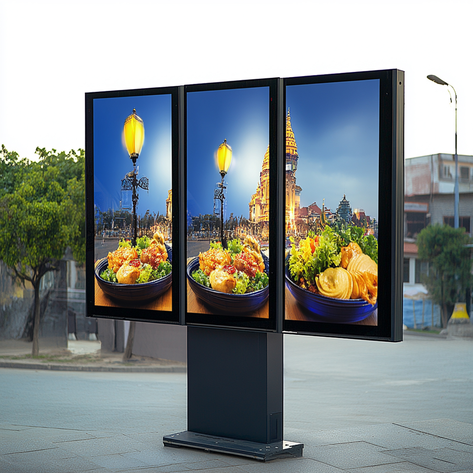 4K Waterproof Outdoor Triple Screen Advertising Digital Signage