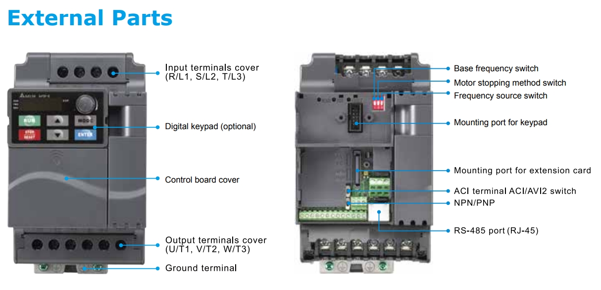 New Delta Original VFD-E Series Inverter VFD022E43A VFD037E43A VFD055E43A 220V Vector AC Micro Drive (3)vlx