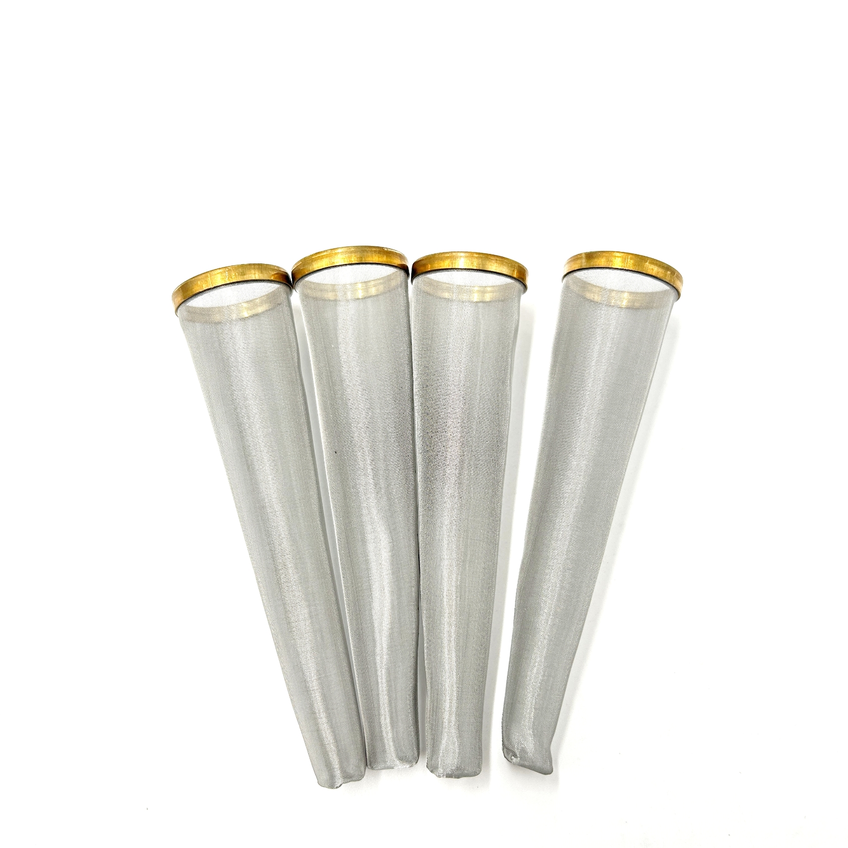 Custom brass rimmed conical stainless steel filter cartridge