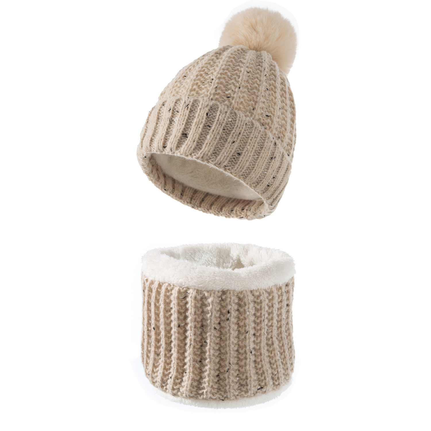 Winter Beanie Hats Scarf Set Womens Warm Knit Hat Neck Scarves