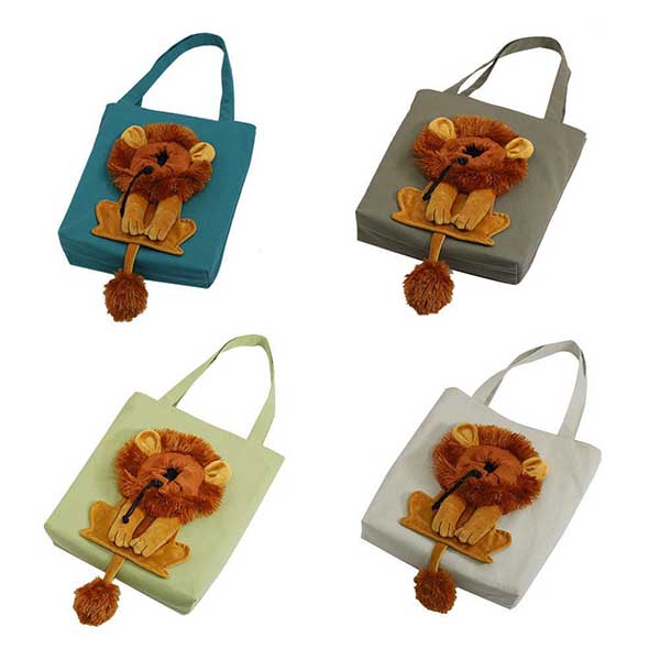 Pet Bag Canvas Shoulder Carrying Bag Cute Lion-Shaped Pet Canvas Bag Adjustable Out Bag Cat and Dog Small Pet Canvas Bag