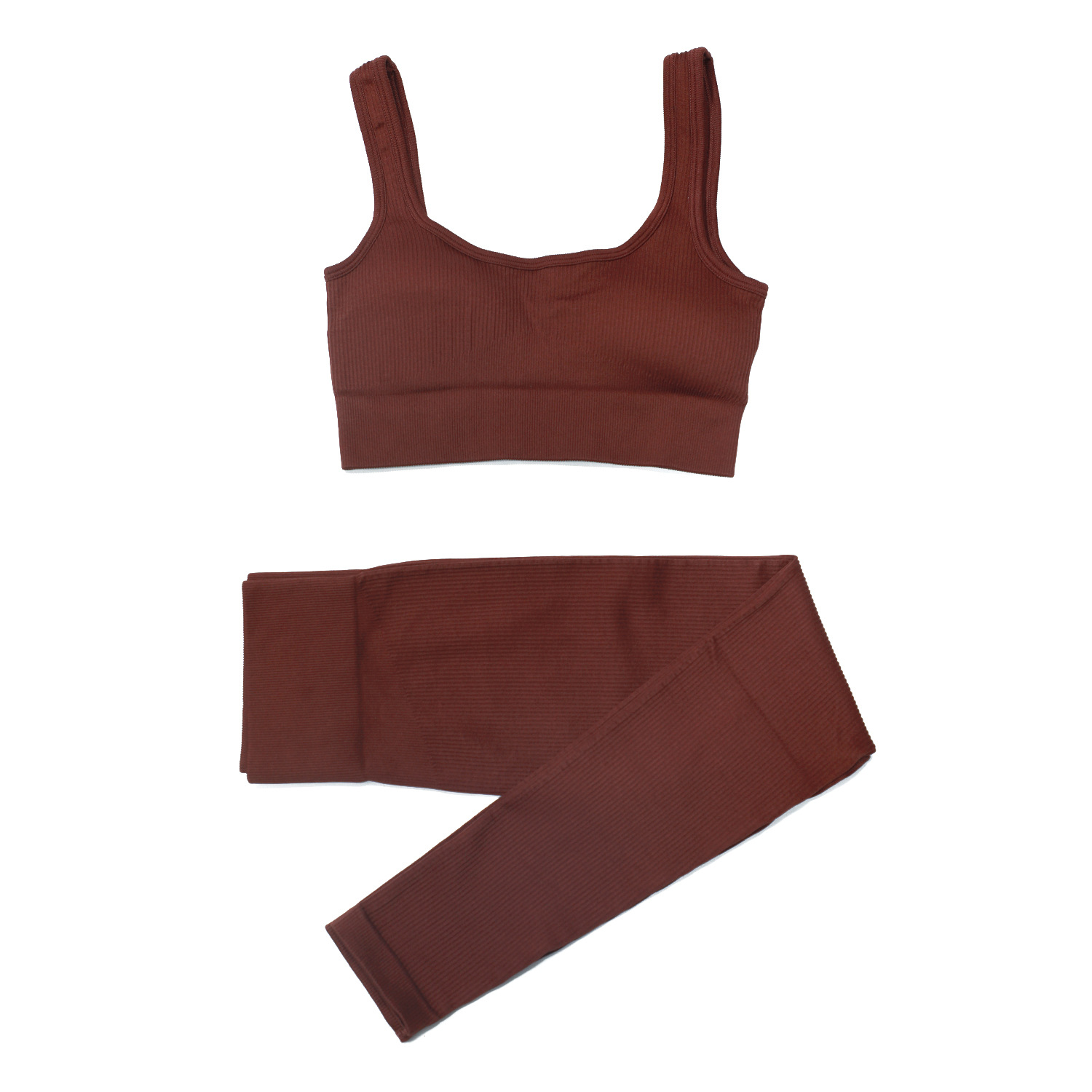 Sports Fitness Yoga Wear Shoulder Strap Back Shock-Proof Bra Seamless Yoga Pants Set