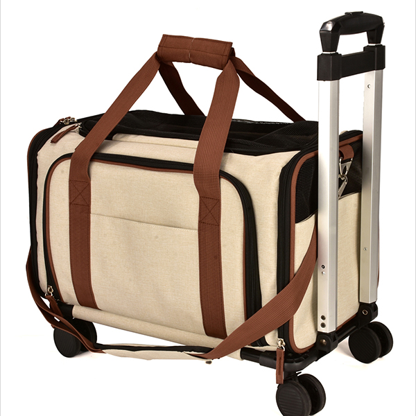 Cat Dog Carrier with Wheels Airline Approved Rolling Pet Carrier with Handle and Shoulder Strap