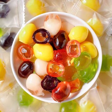 Fruity Lutein Ester Peeled Fudge Fruit Bursting Gummy