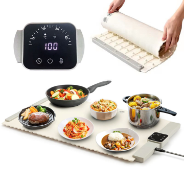 სამზარეულოს გასაშლელი, ლოგოთი მორგებული, პორტატული, დასაკეცი, რულონი, გამათბობელი ბალიში, ელექტრო გამათბობელი უჯრა საკვების გამათბობლისთვის, სილიკონის გამათბობელი ხალიჩა 5 ტემპერატურის პარამეტრით