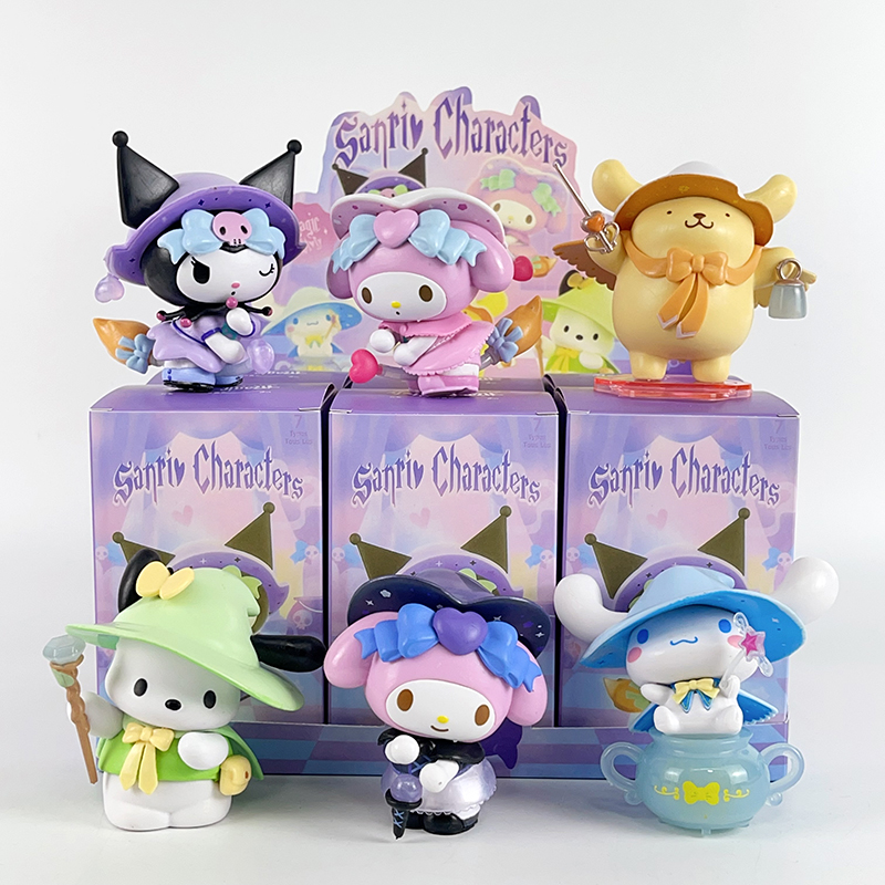 Sanrio Глухая коробка 6шт kuromi хэллоу китти аниме фигурки