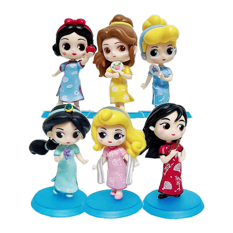 6 шт Набор фигурок qipao принцессы диснея Фигурка коллекционная