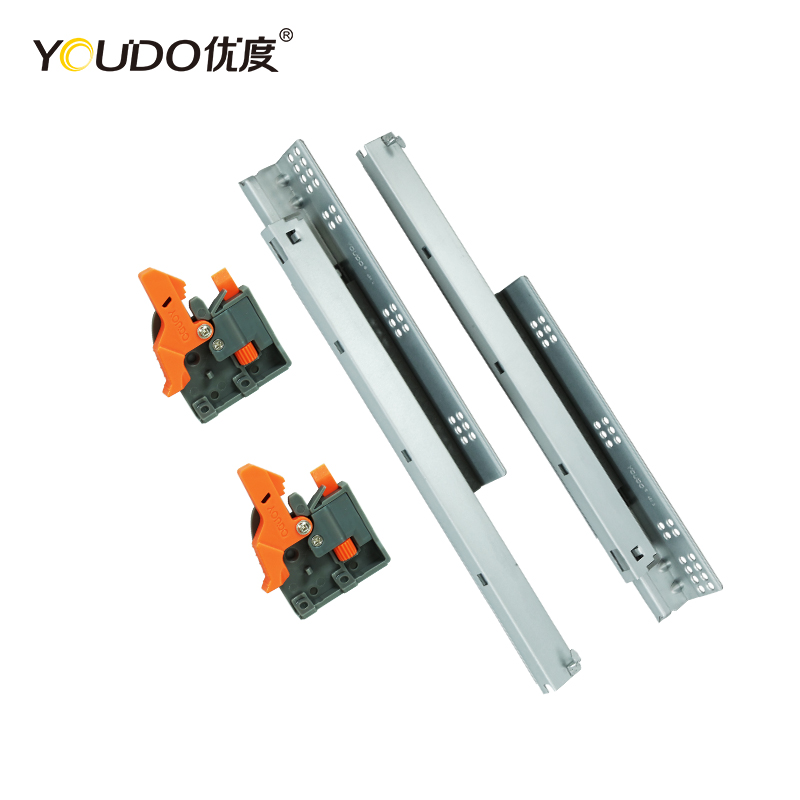 YOUDO 3 Fold Telescopic Hidden Drawer Slide YD-SZ316HY Bottom Mount Auto Closing Conceal Channel Drawer Slide Rail