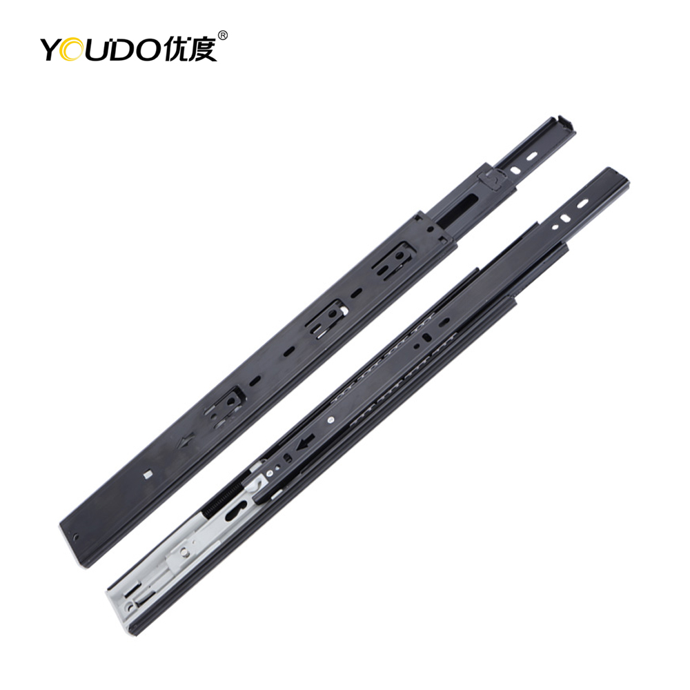 YOUDO 45mm 3-Fold Full Extension Cabinets Drawer Slide YD-HD4512 Hydraulic Drawer Runner Buffer Soft Close Ball Bearing Drawer Rail