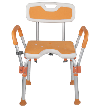 GX789L Customizable Orange Bath Chair with Armrests and Backrest, 6 Height Settings to Meet Personalized Needs