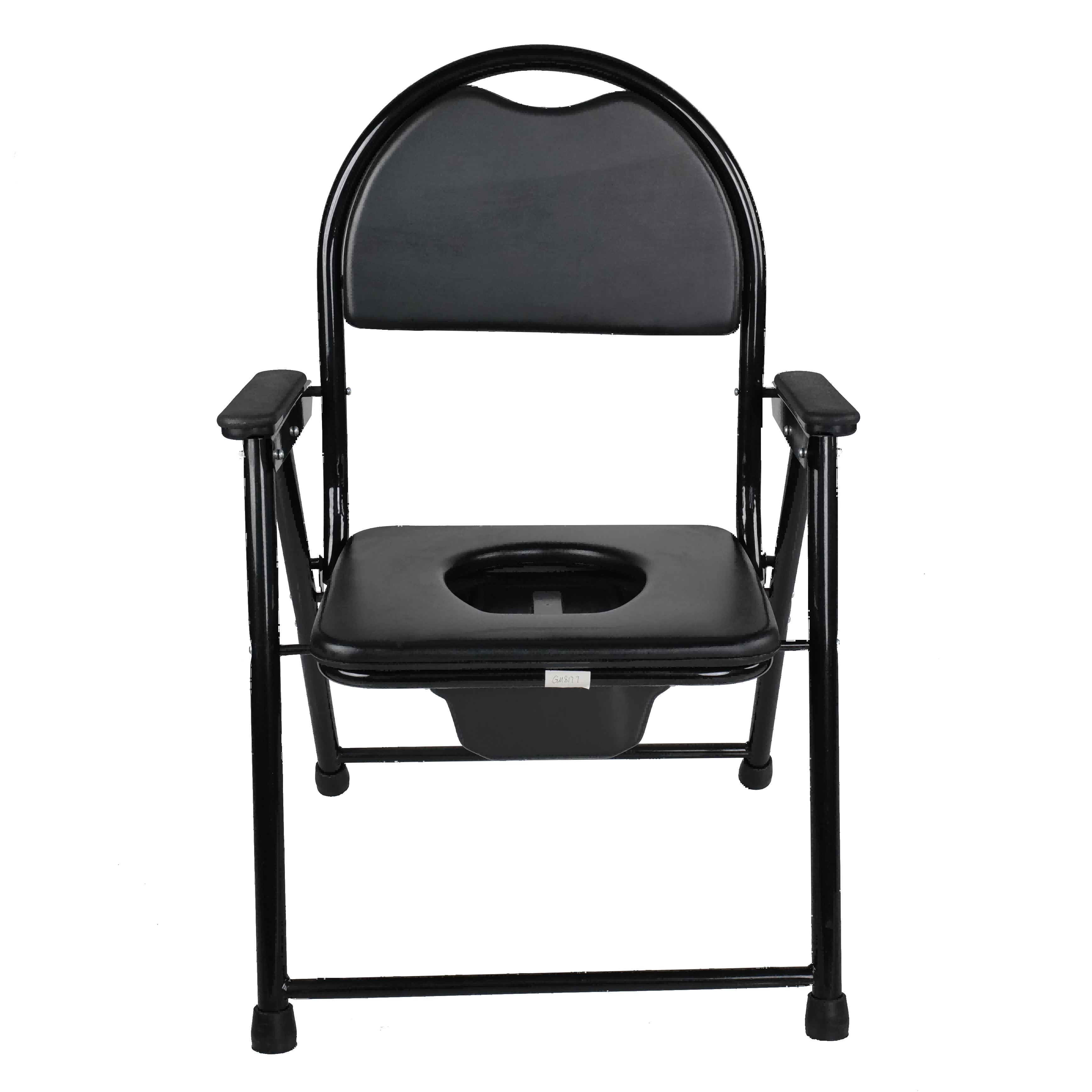 GM817T Wholesale Durable and Foldable Black Carbon Steel Commode Chairs from Manufacturers.