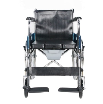 GL608T all - scenarios nursing wheelchair, with foldable iron frame, commode seat, and waste bucket, meeting diverse needs