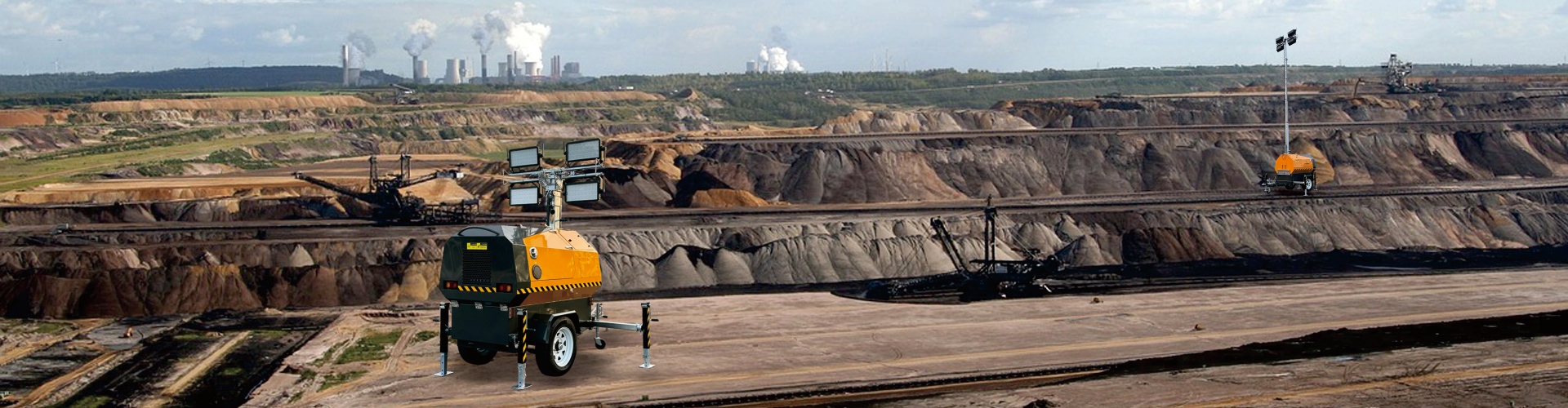 Tour d'éclairage hybride diesel et batterie pour les chantiers miniers et de construction