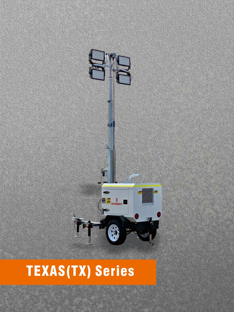 US-Spec Light Tower with Foldable Drawbar