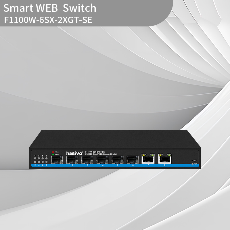 6+2 Full 10 Gigabit Fiber Optic WEB Managed Switch