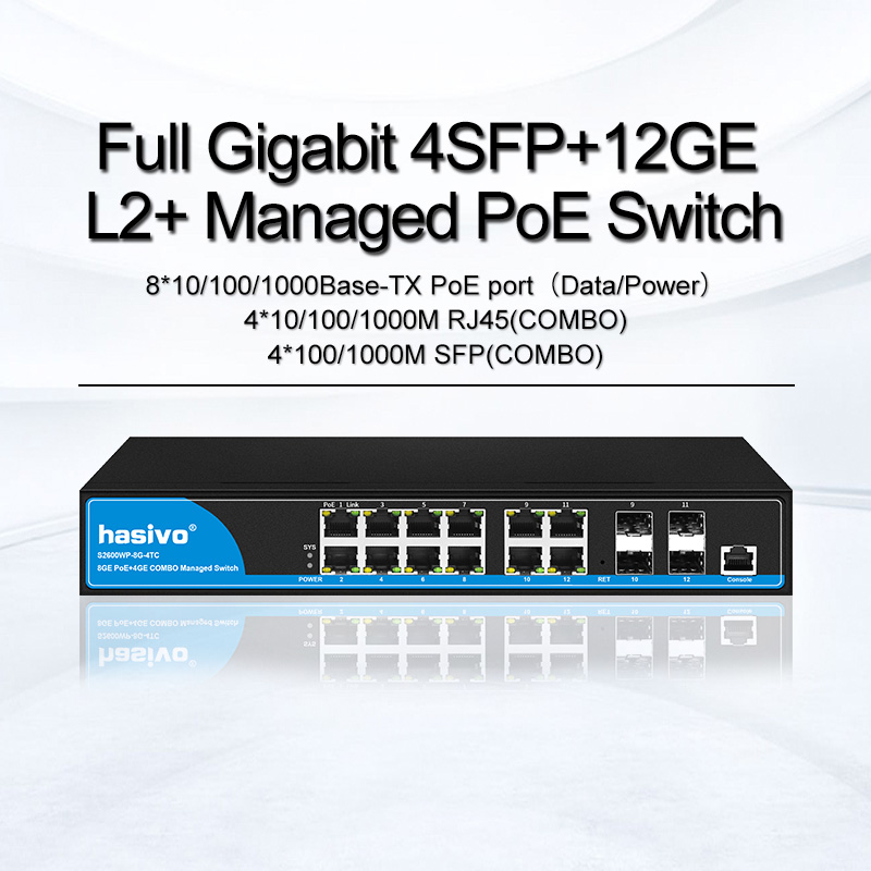 Full Gigabit 4SFP+12GE L2+ Managed PoE Switch