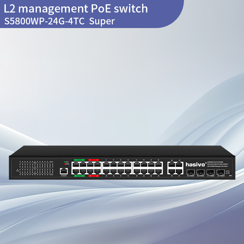 Full Gigabit 4SFP+28GE L2+ Super Managed PoE Switch