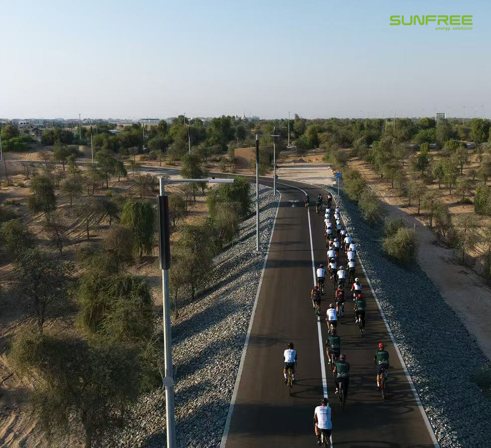sunfree vertical solar light project Abu Dhabi Zayed Cycling Track.jpg