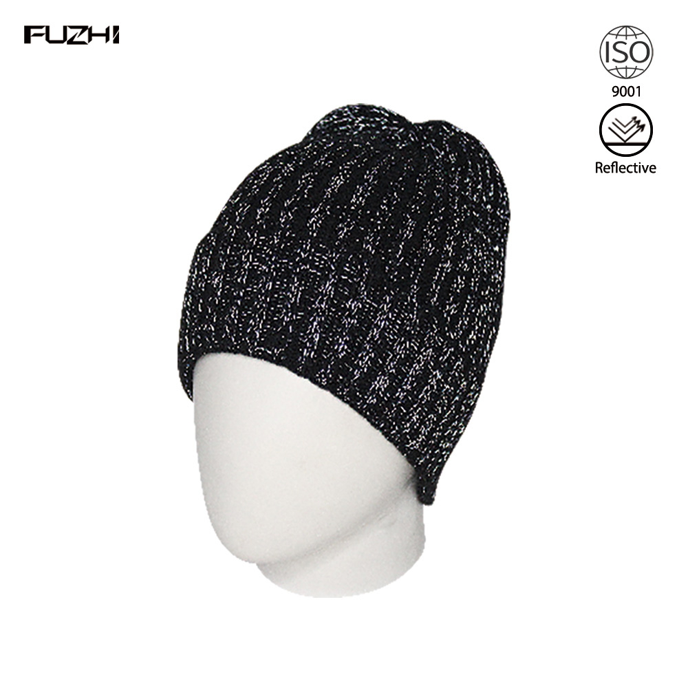 FZRB-1002 Men's and women's reflective knitted beanie