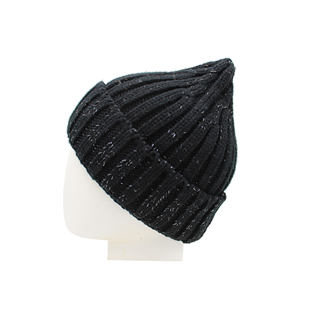 FZRB-1004 Black knit thermal reflective beanie