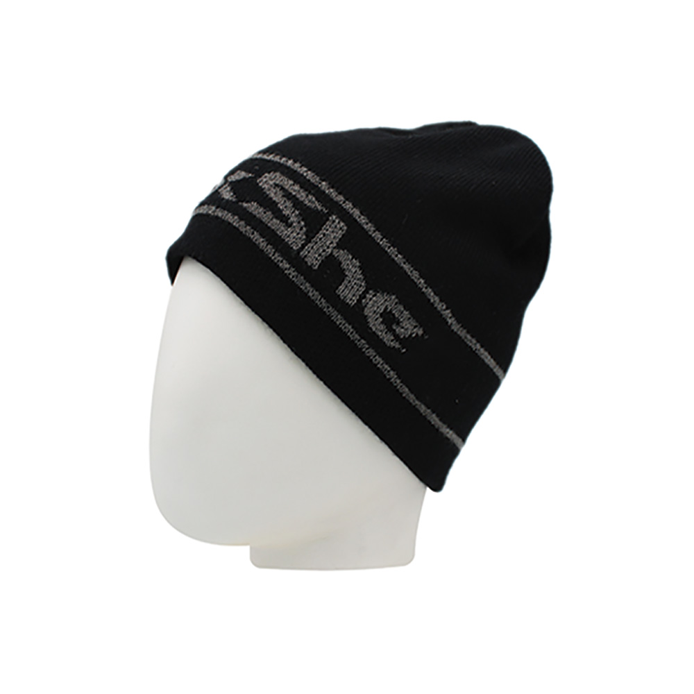 FZRB-1008 Warm knit striped letter reflective logo winter daily reflective beanie