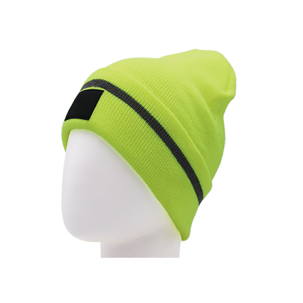 FZRB-1010 Winter warm fluorescent green reflective beanie