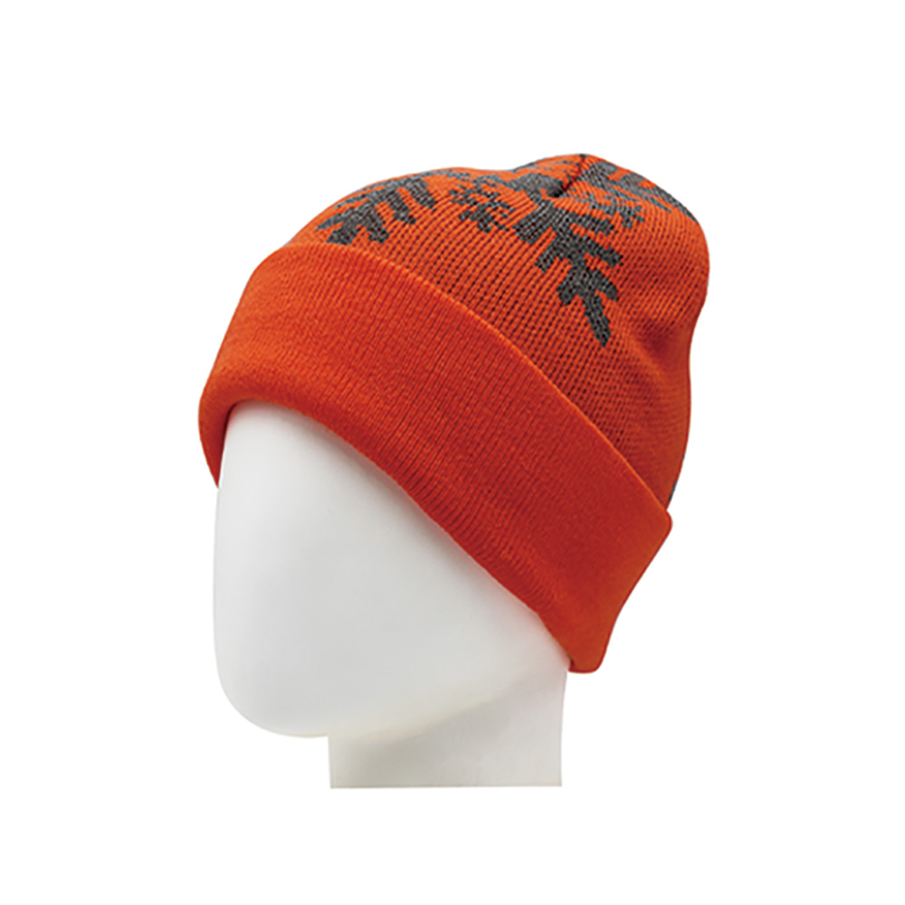 FZRB-1011 Orange knit leaf-pattern reflective warm cold-weather daily wear reflective beanie