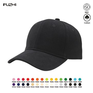 Gorra de béisbol clásica de 6 paneles, color liso, algodón cepillado grueso, modelo FZBC-6004.