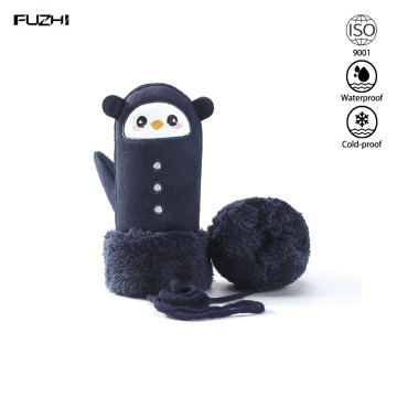 FZWM-2003 Luvas de inverno infantis com design de desenho animado fofo, luvas anti-perda para crianças.