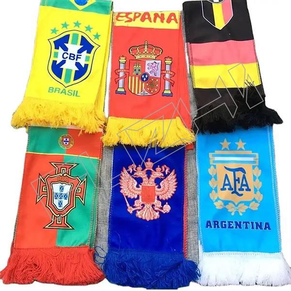 Custom logo 100% Acrylic knitted Jacquard Woven Flag Winter Scarf Football Soccer Sports Team Fan...