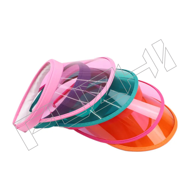 New Summer Boys Girls Sun Hat Candy Color Transparent Empty Top PVC Sunshade Caps Outdoor plastic...