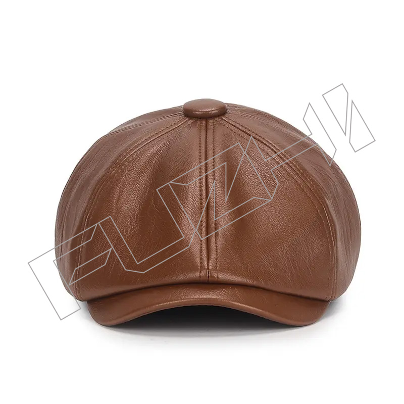 Classic French Style Adjustable PU Simil Femme En Cuir Artist Painter leather beret hat for women