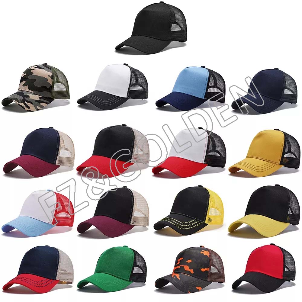 FZBC20250716-6 Manufacture OEM Custom Design Baseball Cap Cotton 5 Panel Mesh Snap Back Men 3D Embroidered Patch Bulk Trucker Hat