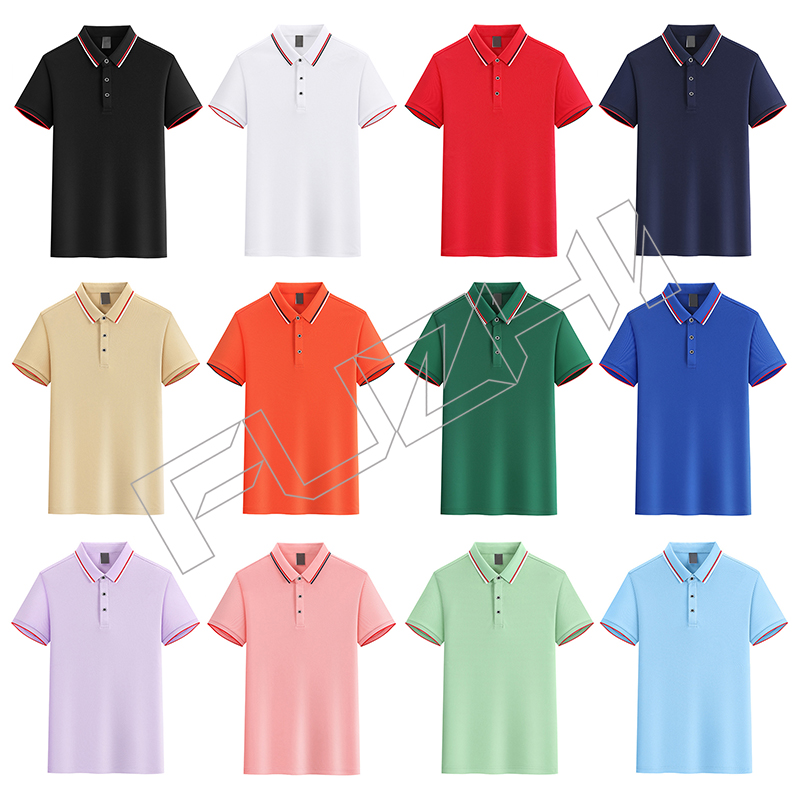 FGPL-1000 Customized unisex summer lapel cuff striped T-shirt polo shirt work clothes