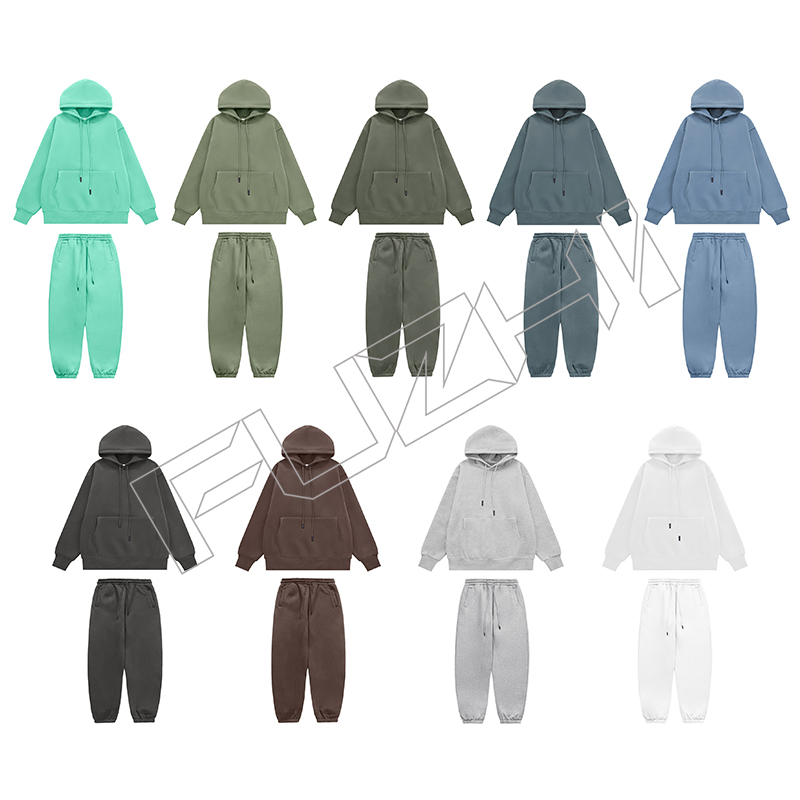 FGHP-1001 Fashion unisex sports hoodie & pants color hoodie set fleece hoodie & pants