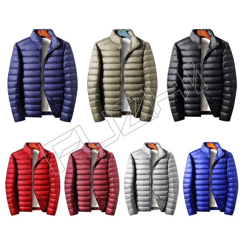 FGJA-1005 Unisex stand up collar hooded down jacket lightweight and short lightweight and stylish...