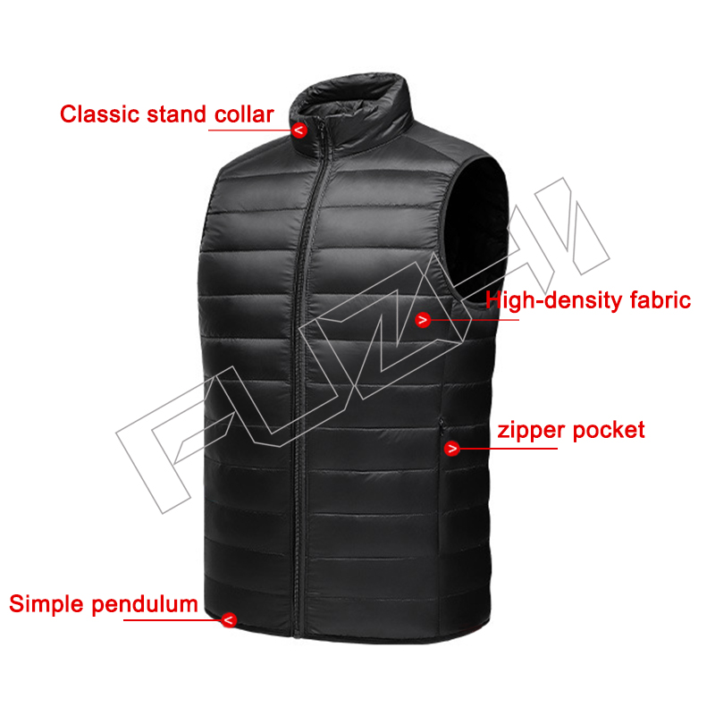 FGJA-1007 New stand collar autumn winter men and women unisex down vest jacket thin down vest coat