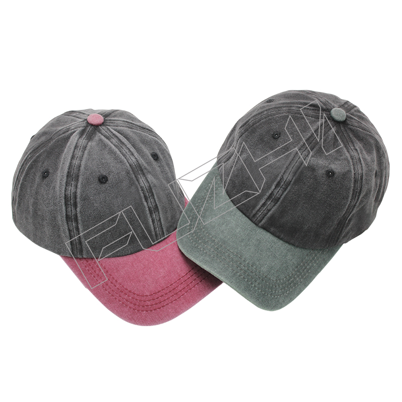 FZBC-6107 Korean fashion brand splicing color washed baseball cap washed vintage cap men and wome...