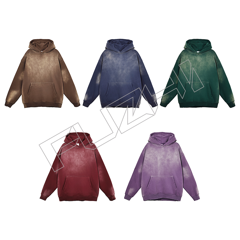 FGWH-1003 Fashion washed hole hoodie and pants hipster hoodie set washed fleece or terry hoodie a...