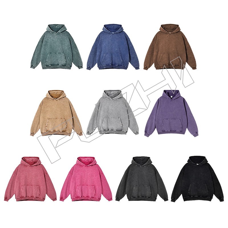 FGWH-1002 Fashion brand washed retro do old multi-color hoodie and pants washed hoodie set washed...