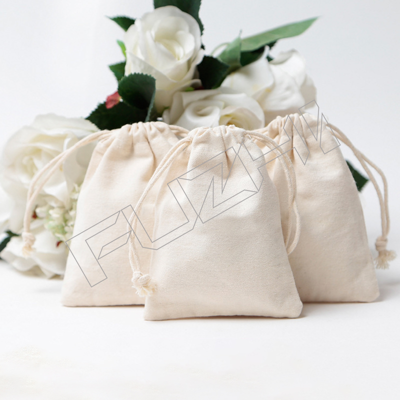 FGSB-1004 Recyclable bundle pocket bag bundle mouth drawstring shopping bag recycle cotton small ...