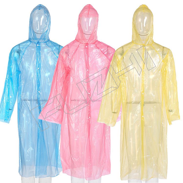 FGRI-1002 Outdoor portable transparent long body drift thin disposable raincoat poncho