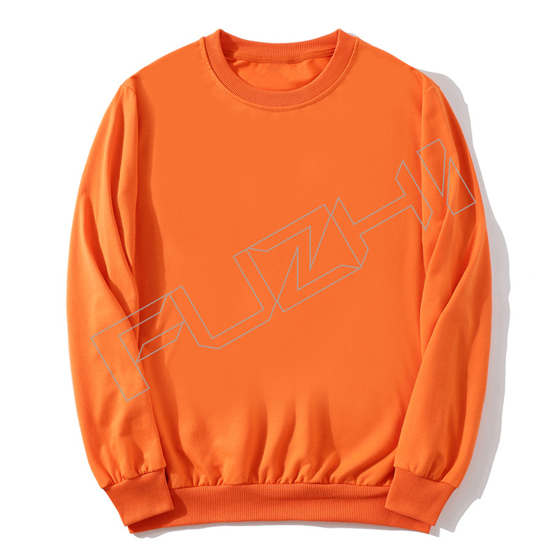 FGSW-1000 Loose casual solid color men and women terry sweatshirt crew-neck sports long-sleeved t...