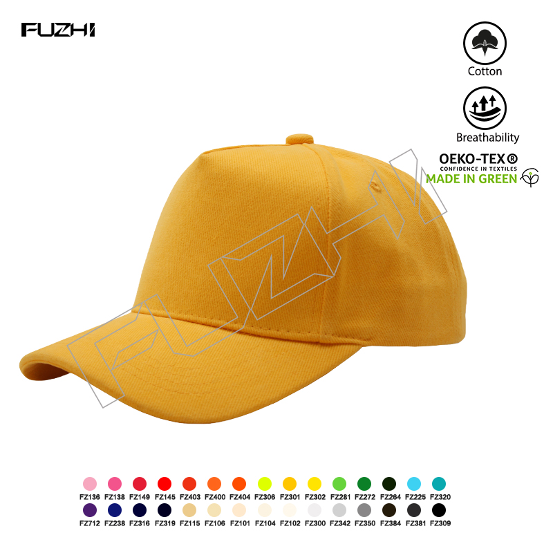 FZBC-5004 Nouvelle casquette de baseball en coton de couleur unie à 5 panneaux, casquette de baseball en coton brossé épais pour hommes et femmes, casquette décontractée, casquette d'extérieur