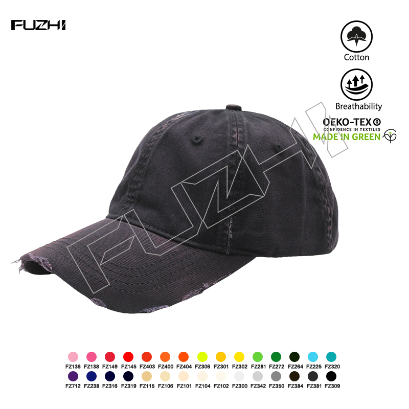 FZBC-6113 Fashion broken washed vintage cap men's and women's fashion brand water wash hole baseb...