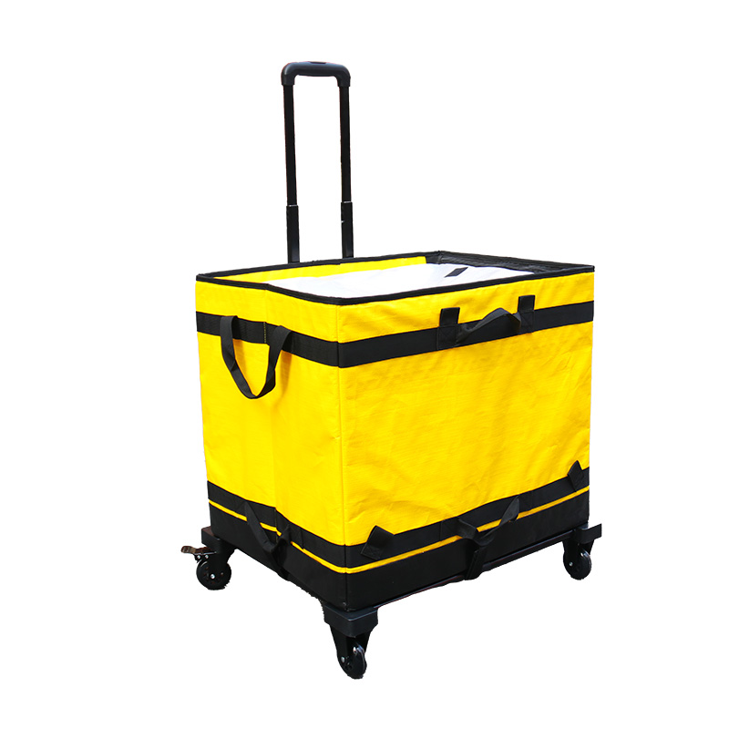 Portable Trolley Delivery Bag, 127L Capacity, Eco-Friendly PE, Water-Resistant, Foldable Cart, Customizable – Model ACD-WL-010 (Yellow/Silver)