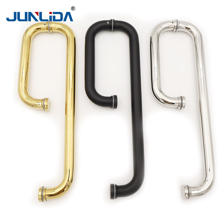 Suitable for bathroom glass doors, push-pull handles, stainless steel material, customizable colors.