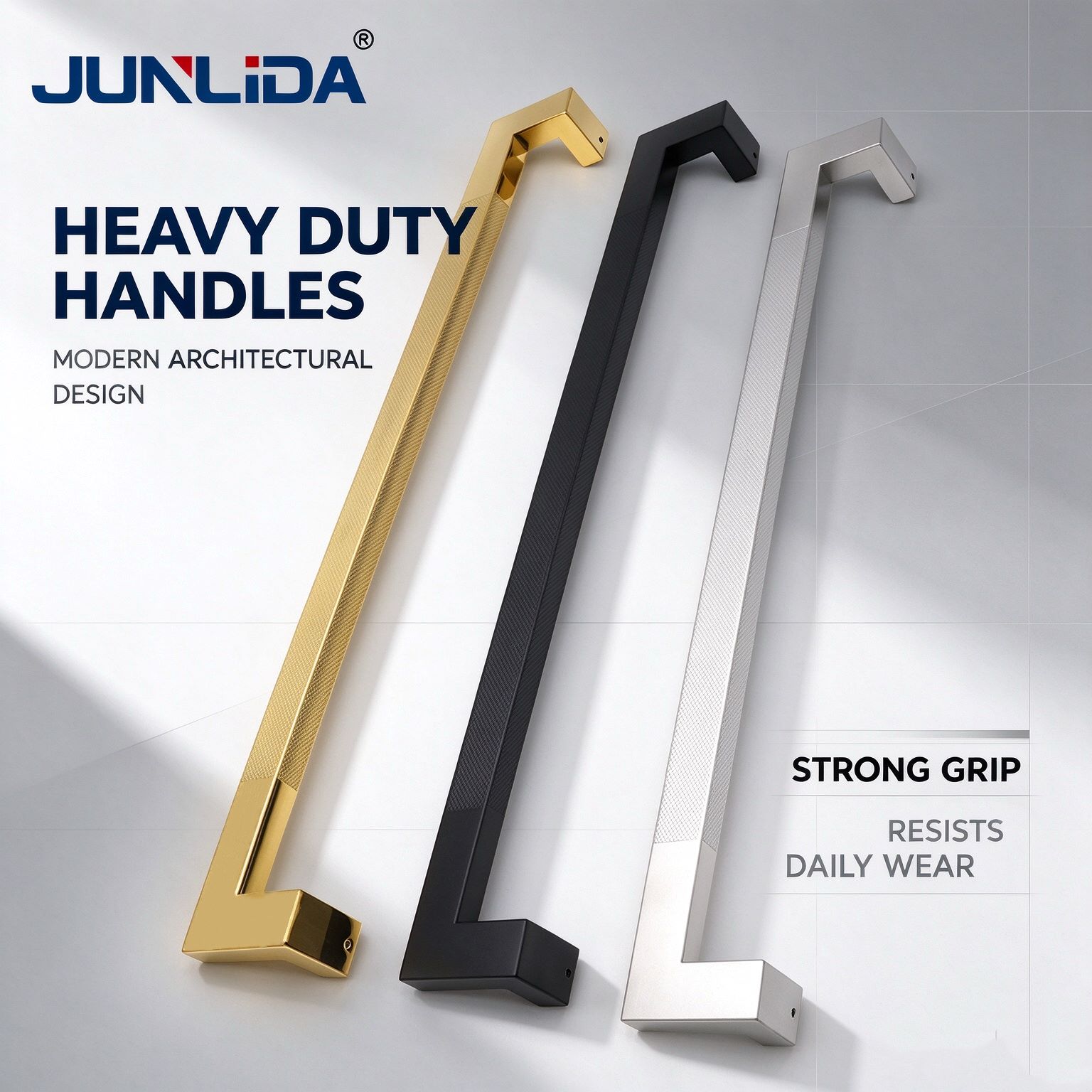 Single Sided Knurled Square Tube Glass Door Pull Handle Stainless Steel Shower Bathroom Sliding Door Long Grab Handle