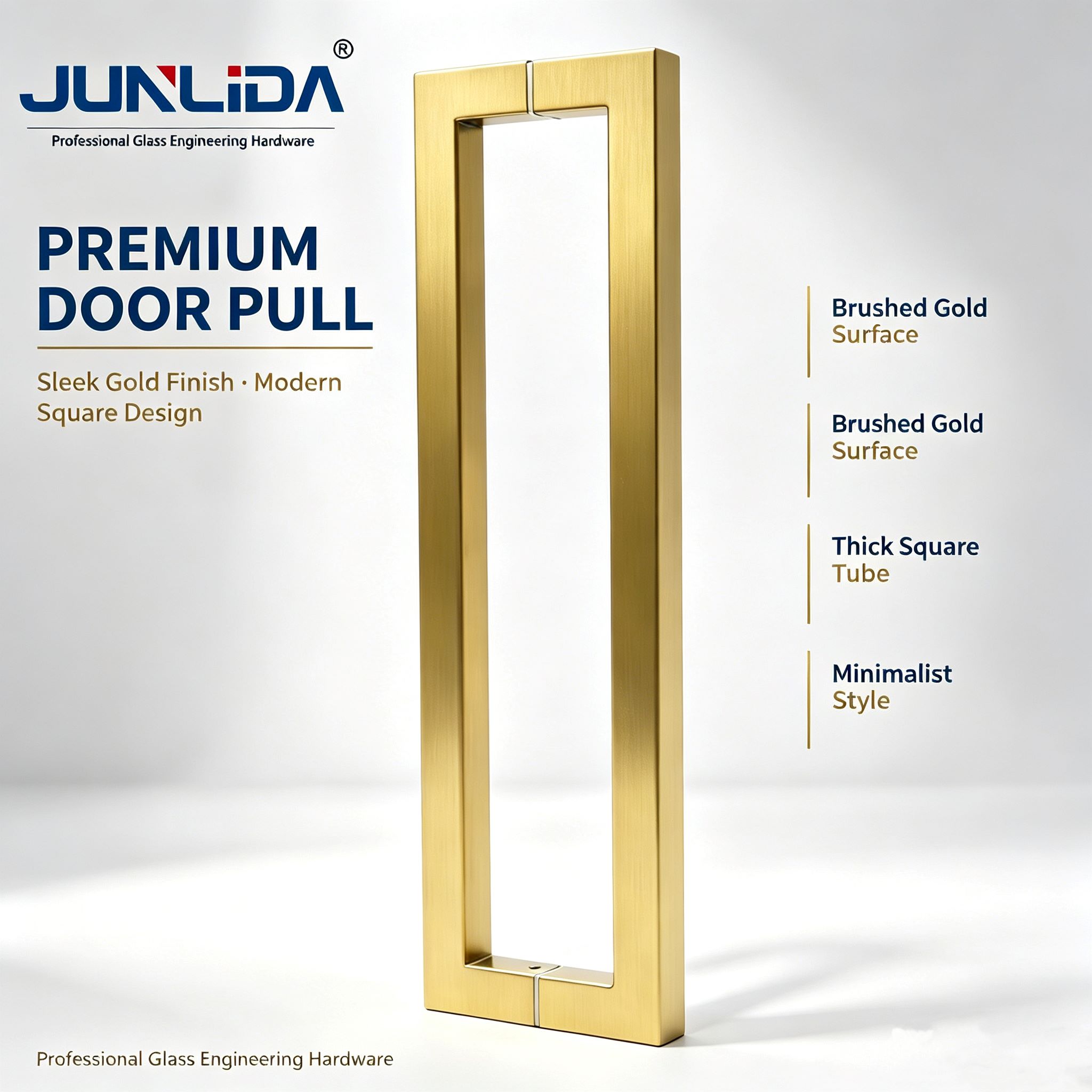 Stainless Steel Square Tube H Type Back to Back Glass Door Handle Brushed Frameless Sliding Door Handle for Hotel Office