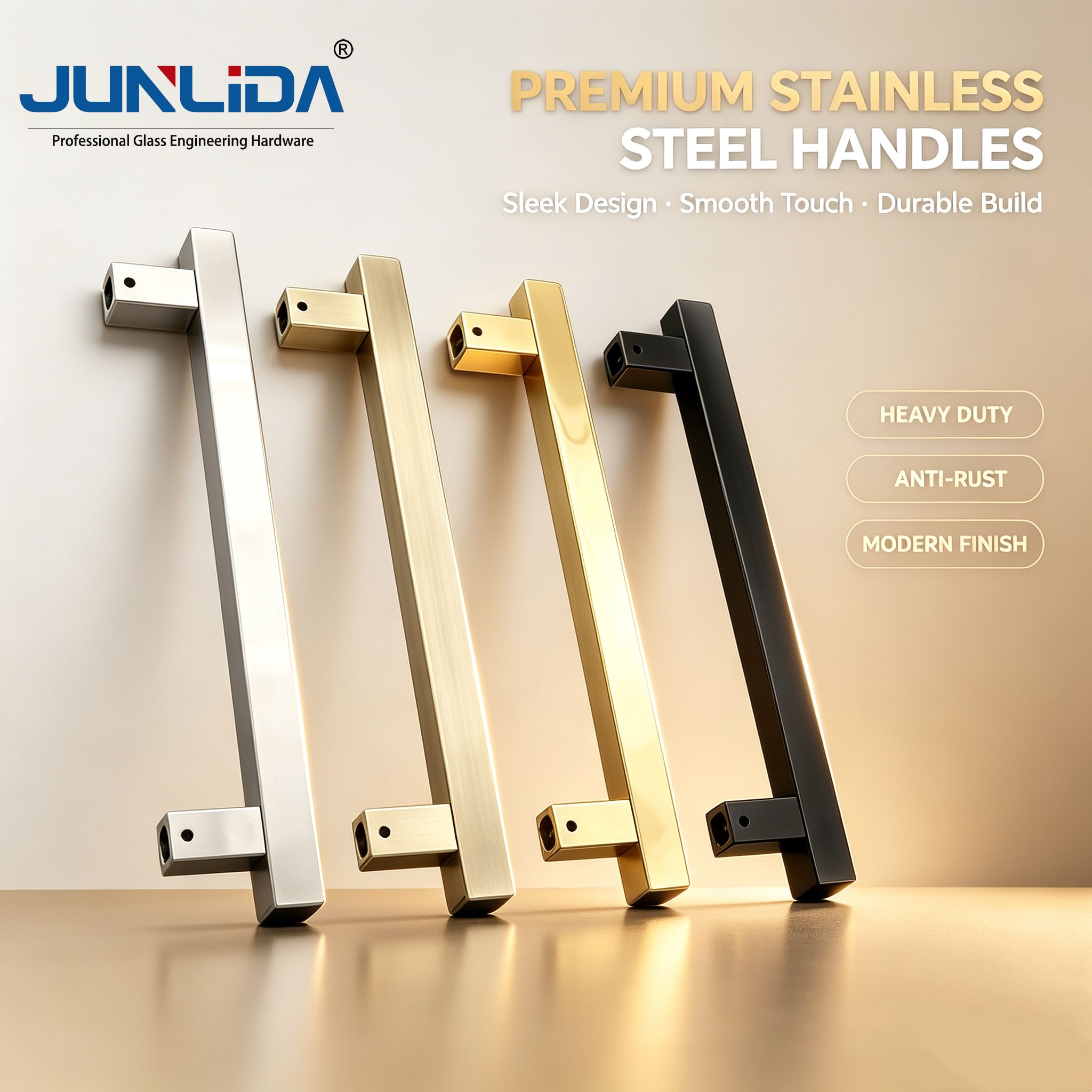 Single Side Door Handle Square Tube Modern One Sided Glass Door Handle, Hotel Villa Sliding Door Hardware Custom Length